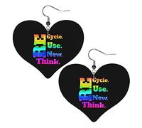 Reciclar, reutilizar, renovar, repensar, pendientes de cuero para mujer, pendiente colgante, colgante de corazón con gancho, regalos para niña adulta