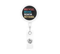 Reciclar, reutilizar, renovar, repensar, portatarjetas retráctil, Clip de carrete, portatarjetas de identificación para enfermera, estudiante, trabajador de oficina