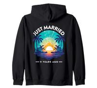 Recién Casado 9 Hace años Divertido Aniversario Luna de Miel Pareja Sudadera con Capucha