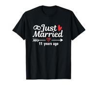 Recién Casado Hace 11 años Aniversario de Bodas Divertido para Parejas Camiseta