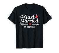 Recién Casado Hace 34 años Aniversario de Bodas Divertido para Parejas Camiseta