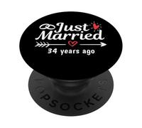 Recién Casado Hace 34 años Aniversario de Bodas Divertido para Parejas PopSockets PopGrip Adhesivo