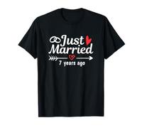 Recién Casado Hace 7 años Aniversario de Bodas Divertido para Parejas Camiseta