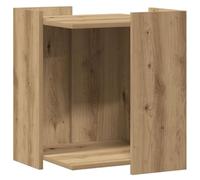 Recinto arenero para gatos de aglomerado roble artesanal 42 x 42 x 51 cm | Ocultar caja de arena, uso como mesa auxiliar, superficie lisa, fácil limpieza, fijación a la pared incluida