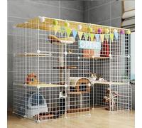 Recinto de corral para gatos, jaula grande de rejilla de alambre de metal para ejercicio y fácil limpieza, perrera de varios niveles para mascotas de interior