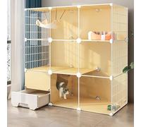 Recinto de Gatos Interiores, Cat Kennel Cat Playpen para Gatos Interiores, recintos de Gato de Bricolaje de Jaula de Mascotas Gran Playpen ALIMENTO DE Metal DE Metal DESCABABLE Lugar Ideal para 1-2