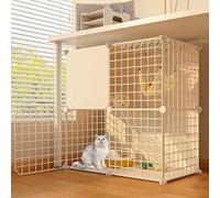 Recinto grande de alambre de metal para gatos de 2 pisos con escalera desmontable, corralito interior para jugar de forma segura y relajarse de animales pequeños