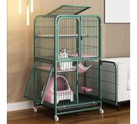 Recinto grande para gatos de 4 niveles para interiores y exteriores con bandeja extraíble y ruedas, casa de juegos para gatos para una vida segura y cómoda de las mascotas