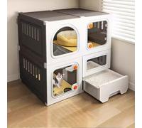 Recinto interior para gatos con caja de arena, espaciosa villa para una vida cómoda, fácil de montar