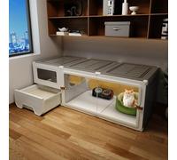 Recinto interior para gatos con caja de arena, fácil montaje, sin herramientas, para amigos felinos felices