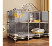 Recinto interior para gatos, corralito para gatos con cubierta superior y ruedas para animales pequeños, catio interior para hurones, chinchillas, conejos