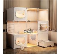 Recinto Interior para Gatos, Parque para Gatos con Caja para Gatos, Parque para Gatos para Gatos de Interior, Jaula para Perros, Criadero fácil de Montar, Casa para Mascotas Transp