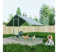 Recinto libre para gallinas y animales pequeños - 3 x 2 x 2 m XXL gallinero con candado de seguridad y lona impermeable | Recinto exterior de metal estable para conejos, patos, gallinero