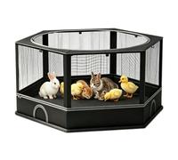 Recinto para animales pequeños con cubierta, 162 x 82 x 58 cm, con fondo impermeable, 4 puertas y techo abierto, ventana de ventilación, recinto exterior para conejos, hámsteres, cobayas y más