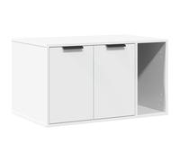 Recinto para arenero para gatos, blanco, 80 x 50 x 45 cm, de aglomerado | Mueble con 2 entradas, puertas reversibles, mesa de almacenamiento, fácil de limpiar