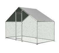 Recinto para gallinero, 3 x 1,5 x 2 m, cercado de metal con cierre de seguridad, impermeable, tela de polietileno impermeable, cercado para gallinas, gallinero, para animales pequeños, conejos, salida
