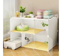 Recinto para gatos con caja de arena, parque de juegos transparente, escalera desmontable para gatitos y mascotas pequeñas