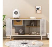 Recinto para gatos con vidrio templado, espacioso diseño multifunción para un cómodo espacio de vida para mascotas