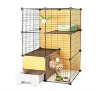 Recinto para gatos de 2/3 pisos con caja de arena extraíble, hierro forjado y casa para gatos de polipropileno con caja de almacenamiento, caja resistente para mascotas, para descansar, jugar y comer