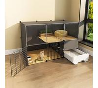 Recinto para gatos, jaula interior para gatos con caja de arena, corralito de 2/3 niveles para animales pequeños, espacio de ejercicio ideal para varios gatos