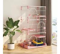 Recinto para gatos Large Cat Cage, 4-Tier Indoor, Cat Playpen Detachable Metal Wire Kennels Crate Large Exercise Place Ideal for 1-3 Cat(Pink)