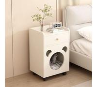 Recinto para gatos para interiores con cajones, mesita de noche de madera con ruedas, fácil de mover ()