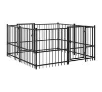 Recinto para perros exterior negro 192 x 192 x 100 cm acero | Puerta bloqueable, diseño ventilado, montaje flexible, para jardín o patio
