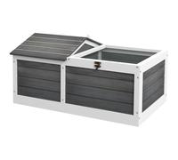 PawHut Casa Tortuga de Madera, Mesa para Tortugas, Escondite, Gris Oscuro