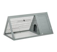Recinto triangular Pawut con puerta doble exterior y nicho, adecuado para conejos, tortugas, aves terrestres y gallinas. 116L x 62.2l x 52,5H cm Soporte para bebidas sólido color gris