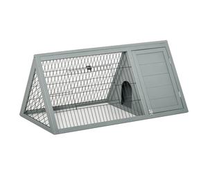 Recinto triangular Pawut con puerta doble exterior y nicho, adecuado para conejos, tortugas, aves terrestres y gallinas. 116L x 62.2l x 52,5H cm Soporte para bebidas sólido color gris