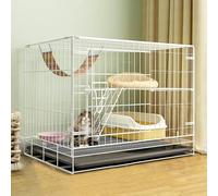 Recintos Jaulas para Gatos al Air, Recinto Interior con Bandeja, Recinto para Gatos con Jaula para Gatos, Viaje Plegable para 1-2 Gatos, Hurón, Chinchilla, Conejo, Animales Pequeños (Color : B, Size