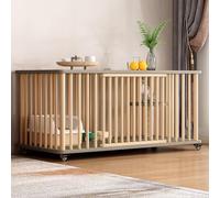 Recintos para gatos, corralito de madera para gatos con ruedas, diseño grande de dos puertas, trampolín de sisal, fácil de montar, corralito para mascotas para gatos