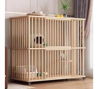 Recintos para gatos, corralito de madera para gatos, jaula grande para gatos con puertas y ruedas, trampolín de sisal, fácil de montar, corralito para mascotas para gatos