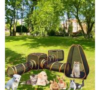 Recintos para Gatos para Exteriores/Interiores, Tienda de Campaña para Mascotas Compuesta 6 en 1 con Túnel, Bricolaje de Múltiples Maneras