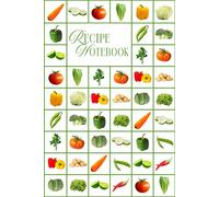 Recipe Notebook with Various Vegetables in Green Grid: 6 x 9 inches with 104 pages