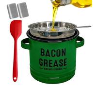 Récipient À Graisse 1200 Ml - Émail Durable Avec Passoire Et Spatule | Stockage D'Huile Et Graisse De Bacon Pour Cuisson, Friture, Rôtissage, Camping, Vacances, Acción de Gracias, Restaurante, Cocina
