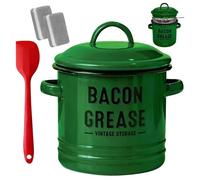 Récipient à Graisse pour Cuisine - Pot en Émail Grande Capacité | Récipient à Graisse de Bacon avec Passoire | Pour Cuisson Four Rôtissage Friture Camping Vacances Restaurant