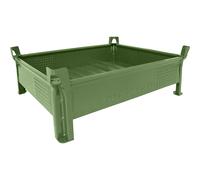 Recipiente apilable de chapa de acero, construcción baja, paredes cerradas Heson, A x L 800 x 1000 mm, carga máx. 500 kg
