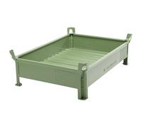 Recipiente apilable de chapa de acero, construcción baja, paredes cerradas Heson, A x L 800 x 1200 mm, carga máx. 2000 kg