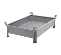 Recipiente apilable de chapa de acero, construcción baja, paredes cerradas Heson, A x L 800 x 1200 mm, carga máx. 1000 kg