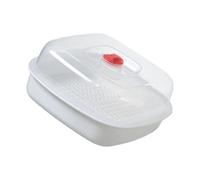 Recipiente apilable para cocinar al vapor para microondas con rejillas de ventilación de liberación rápida, asa y cubierta visible para calentar uniformemente, recipiente de vapor de microondas