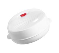 Recipiente apilable para cocinar al vapor para microondas con rejillas de ventilación de liberación rápida, asa y cubierta visible para calentar uniformemente, bandejas apilables para cocinar al vapor