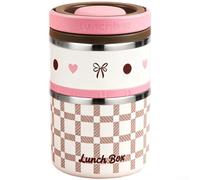 Recipiente Comida Portátil Escuela Oficina Trabajo(Pink) | Doble capa separada, evita para mezcla sabores, niveles comida, siempre, organizado