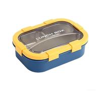 Recipiente compacto de acero inoxidable con tapas a prueba de fugas y 3 compartimentos, bandeja extraíble, apto para lavavajillas, apto para oficina y uso al aire libre (amarillo)