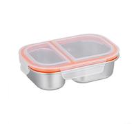 Recipiente compacto de acero inoxidable con tapas a prueba de fugas y compartimentos dobles para evitar la mezcla de sabores, apto para lavavajillas (blanco)