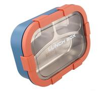 Recipiente compacto de acero inoxidable de 3 compartimentos con tapas a prueba de fugas y cierres seguros, bandeja apta para lavavajillas para una fácil limpieza (naranja)