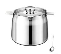 Recipiente de acero inoxidable 304 de 0.5 L con asas dobles para almacenamiento de aceite caliente, manteca de cerdo, harina, arroz y cereales, contenedor hermético para grasa de cocina y condimentos