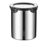 Recipiente de acero inoxidable con junta de silicona y mecanismo de bloqueo para mantener el café y los productos secos frescos (900 ml)