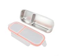 Recipiente de acero inoxidable con tapa a prueba de fugas y 3 secciones, construido para mantener la comida fresca y separada en diferentes compartimentos (2 compartimentos)