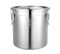 Recipiente de acero inoxidable con tapa, cubo de almacenamiento con asas, recipiente de acero inoxidable con tapa y abrazadera de bloqueo, cubo de cocina para almacenamiento de harina de arroz (33 L)